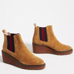 Cecelia New York Gemma Wedge Boots Tan Suede Wedge Heel Size 8.5